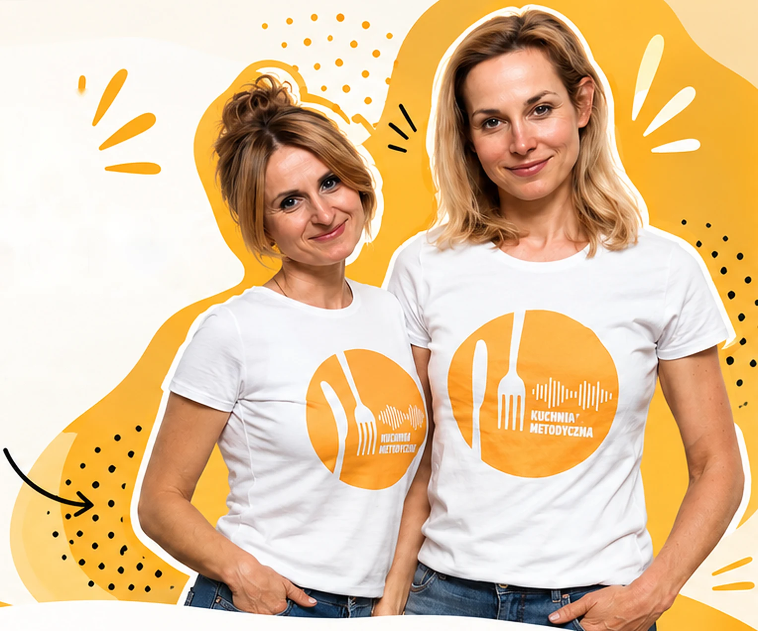 Justyna Deczewska i Magdalena Ziółek-Wojnar w koszulkach z logo Kuchni Metodycznej